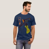 Retro 1950's Abstract gitaar & Trombone Shirt (Voorkant volledig)