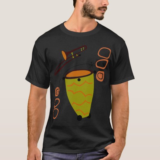 Retro 1950's Abstract Shirt van Trombone en Bongo (Voorkant)