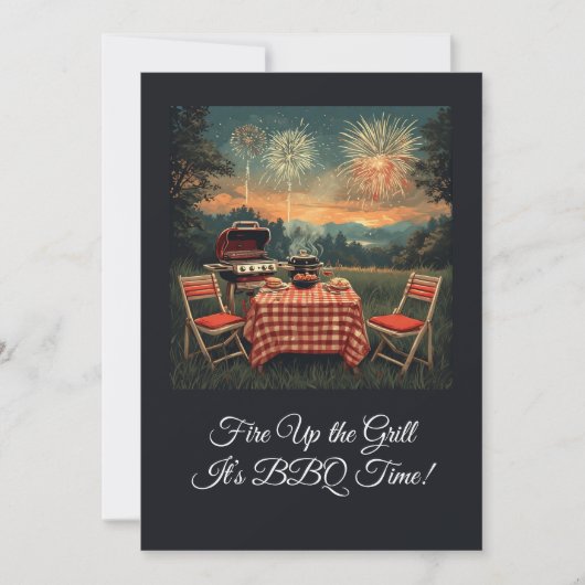 Retro 1950s achtertuin BBQ scène – Nostalgische 4e Kaart (Voorkant)