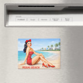 Retro 1950s Art Deco Beach Souvenir Magneet (Insitu (Vaatwasser))