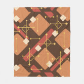 Retro 1950s Art Diamonds Brown Orange Fleece Deken (Voorkant)