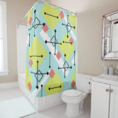 Retro 1950s Art Diamonds Mint Green Yellow Douchegordijn (In situ)