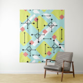 Retro 1950s Art Diamonds Mint Green Yellow Wandkleed (In situ)