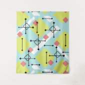 Retro 1950s Art Diamonds Mint Green Yellow Wandkleed (Voorkant)