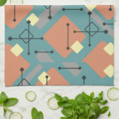 Retro 1950s Art Diamonds Teal Orange Theedoek (Gevouwen)
