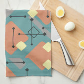 Retro 1950s Art Diamonds Teal Orange Theedoek (Quarter Fold)