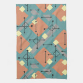 Retro 1950s Art Diamonds Teal Orange Theedoek (Verticaal)