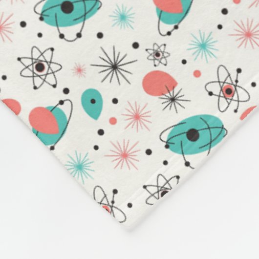 Retro 1950s atomaire stervoorstelling & omringende fleece deken (Hoek)