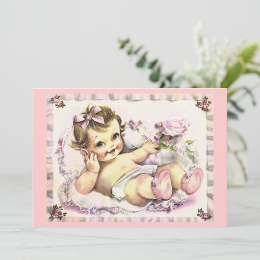 Retro 1950s Baby shower Kaart (Staand voorkant)