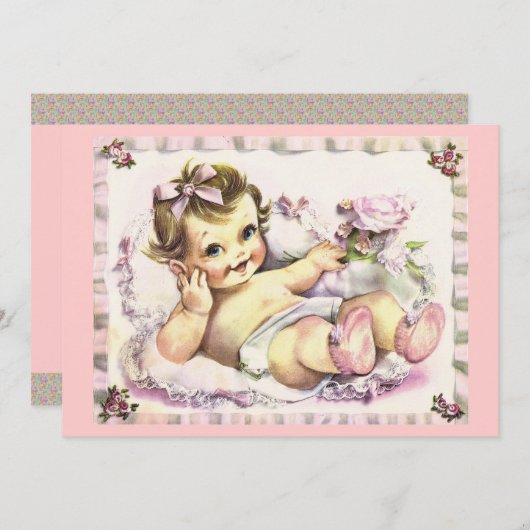 Retro 1950s Baby shower Kaart (Voorkant / Achterkant)