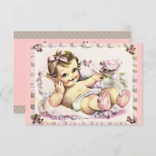 Retro 1950s Baby shower V2 Kaart (Voorkant / Achterkant)