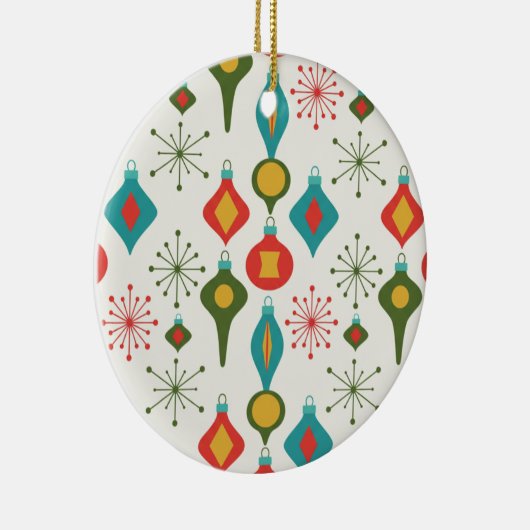 Retro 1950s Baubles Pattern Christmas Decor Keramisch Ornament (Rechts)