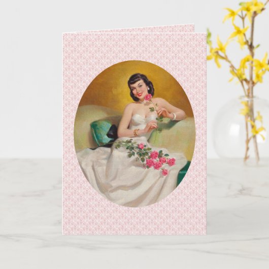 Retro 1950s Birthday Kaart (Gele Bloem)