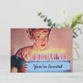 Retro 1950s Birthday Kaart (Staand voorkant)