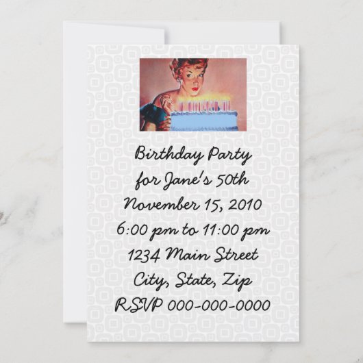 Retro 1950s Birthday Kaart (Achterkant)