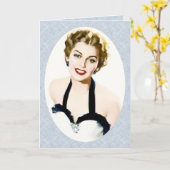 Retro 1950s Birthday Kaart (Gele Bloem)