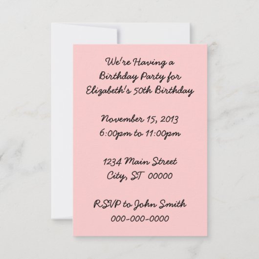 Retro 1950s Birthday Party V2 Kaart (Achterkant)