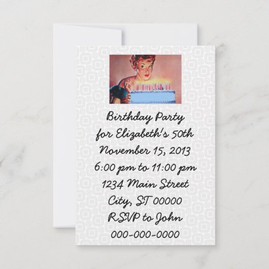 Retro 1950s Birthday V2 Kaart (Achterkant)