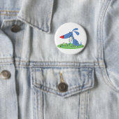 Retro 1950s Blue Dog Kerstverlichting Ronde Button 5,7 Cm (In situ)