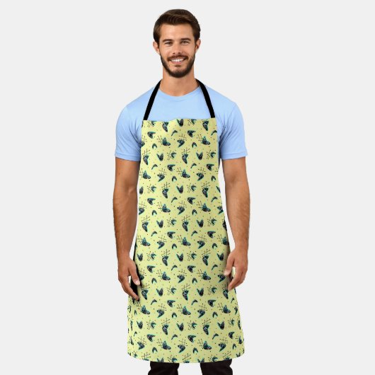 Retro 1950s boemerang print schort (Gedragen)
