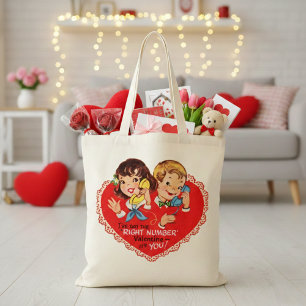 Retro 1950s Boy Girl Valentijnsdag Tote Bag