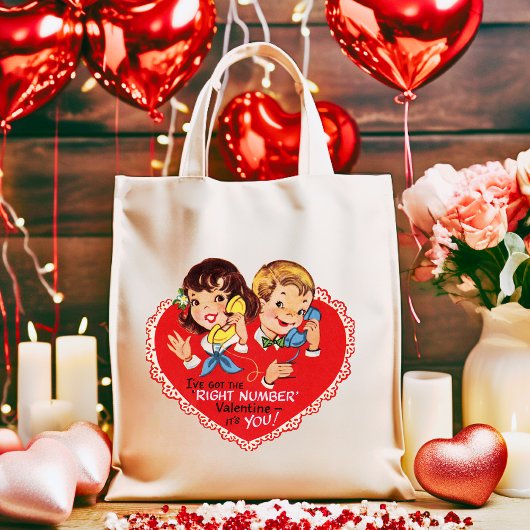 Retro 1950s Boy Girl  Valentijnsdag Tote Bag