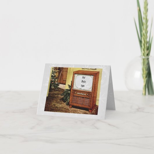 Retro 1950s Christmas TV Feestdagen Kaart (Voorkant)