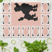 Retro 1950's Cute White & Black Poodles op zalm Theedoek (Gevouwen)