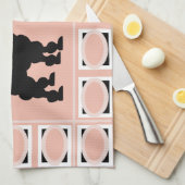 Retro 1950's Cute White & Black Poodles op zalm Theedoek (Quarter Fold)