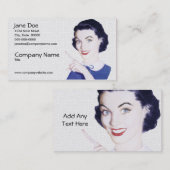 Retro 1950s die Vrouw V2 wijst Visitekaartje (Voorkant / Achterkant)