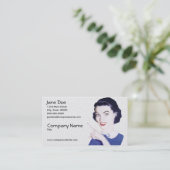 Retro 1950s die Vrouw V2 wijst Visitekaartje (Staand voorkant)