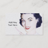 Retro 1950s die Vrouw V2 wijst Visitekaartje (Achterkant)