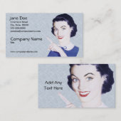 Retro 1950s die Vrouw V3 wijst Visitekaartje (Voorkant / Achterkant)