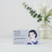 Retro 1950s die Vrouw V3 wijst Visitekaartje (Staand voorkant)