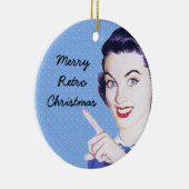 Retro 1950s die Vrouw wijst Keramisch Ornament (Rechts)