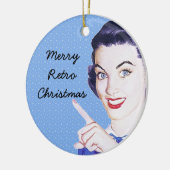 Retro 1950s die Vrouw wijst Keramisch Ornament (Links)