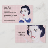 Retro 1950s die Vrouw wijst Visitekaartje (Voorkant / Achterkant)