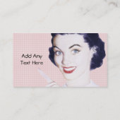 Retro 1950s die Vrouw wijst Visitekaartje (Achterkant)
