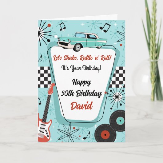 Retro 1950's Diner Birthday Kaart (Voorkant)