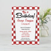 Retro 1950s Diner Red White Birthday Invitations Kaart (Staand voorkant)