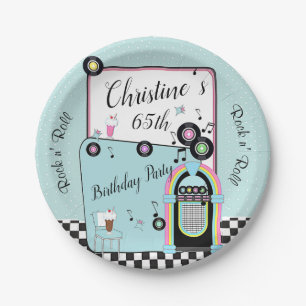 Retro 1950's Diner Verjaardag Elke Leeftijd Papieren Bordje