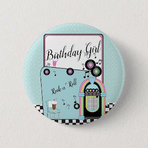 Retro 1950's Diner Verjaardag Elke Leeftijd Ronde Button 5,7 Cm