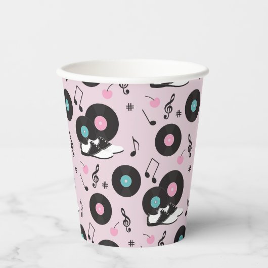 Retro 1950s Diner Verjaardag Papieren Cups – Sock  Bekers (Voorkant)