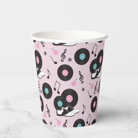 Retro 1950s Diner Verjaardag Papieren Cups – Sock Papieren Bekers (Achterkant)