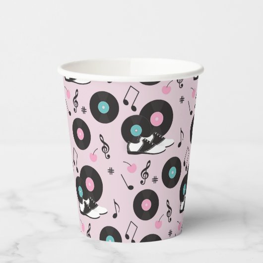Retro 1950s Diner Verjaardag Papieren Cups – Sock Papieren Bekers (Links)