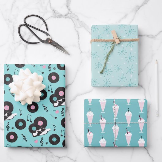 Retro 1950s Diner Verjaardag Wrapping Paper - Sock (Voorkant)