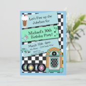 Retro 1950's Diner Verjaardagsuitnodiging Kaart (Staand voorkant)