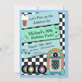 Retro 1950's Diner Verjaardagsuitnodiging Kaart