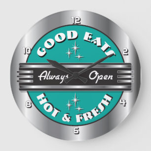 Retro 1950s Diner Wandklok - Aqua