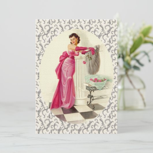 Retro 1950s Dinner Party Kaart (Staand voorkant)